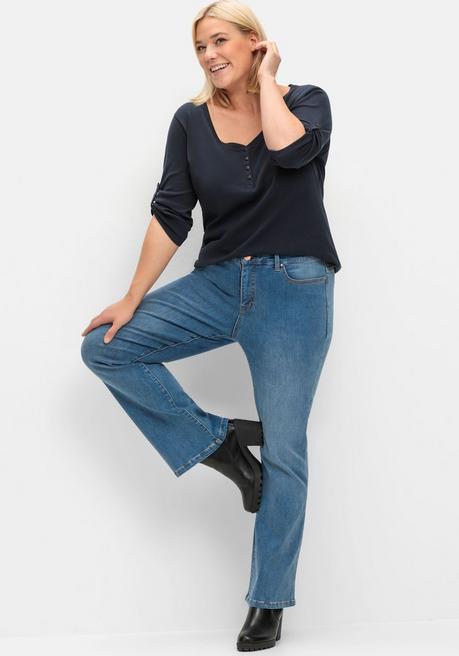Sheego Bootcut Stretch-Jeans Mit Bodyforming-Effekt - Blue Denim Sheego