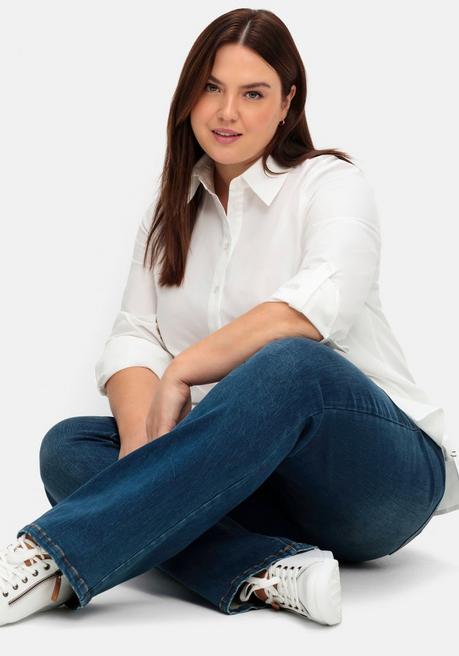 Sheego Bootcut Stretch-Jeans Mit Bodyforming-Effekt - Dark Blue Denim Sheego