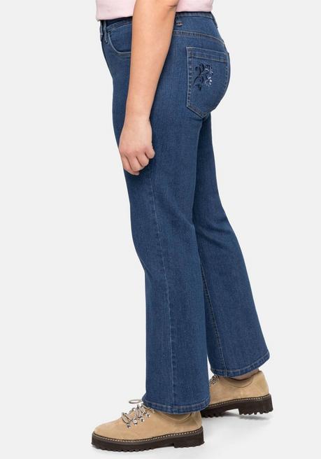 Sheego Bootcut Trachtenjeans Mit Abknöpfbarem Latz - Blue Denim Sheego