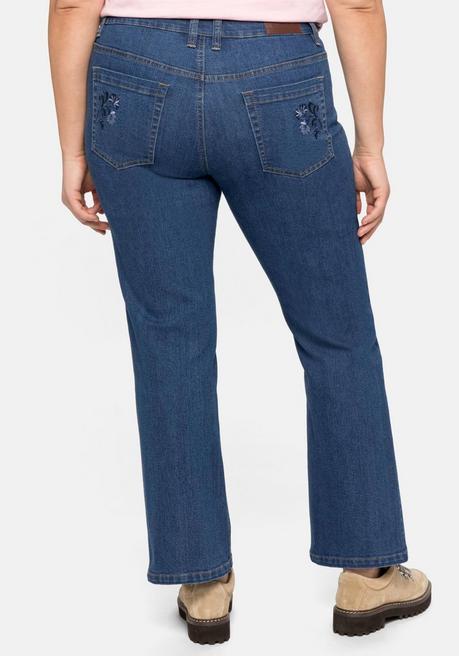Sheego Bootcut Trachtenjeans Mit Abknöpfbarem Latz - Blue Denim Sheego