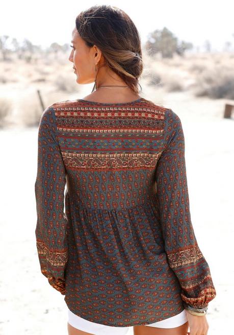 Buffalo LM Schlupfbluse - Braun Bedruckt Sheego