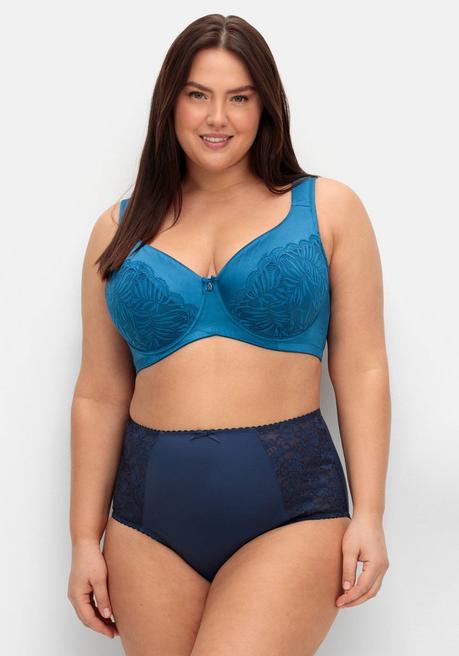 Sheego Bügel-BH Aus Floraler Spitze, Mit Seitenstützen - Blau Sheego