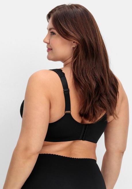 Sheego Bügel-BH Mit Blickdichter Spitze Und Seitenstützen - Schwarz Sheego