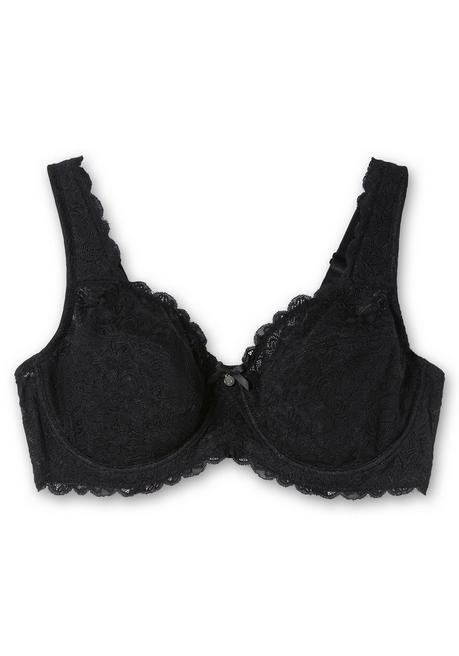 Sheego Bügel-BH Mit Blickdichter Spitze Und Seitenstützen - Schwarz Sheego