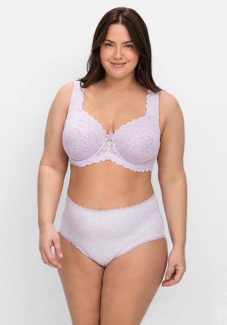 Sheego Bügel-BH Mit Blickdichter Spitze Und Seitenstützen - Lavendel Sheego