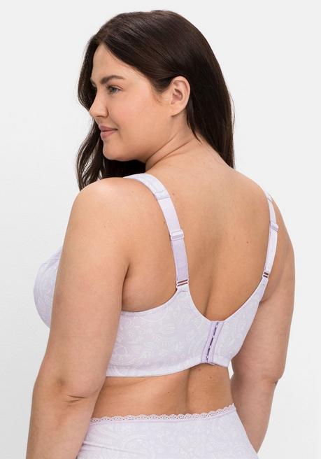 Sheego Bügel-BH Mit Blütendruck Und Jacquardspitze - Lavendel Sheego