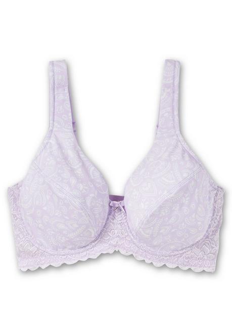 Sheego Bügel-BH Mit Blütendruck Und Jacquardspitze - Lavendel Sheego
