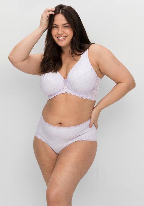 Sheego Bügel-BH Mit Blütendruck Und Jacquardspitze - Lavendel Sheego