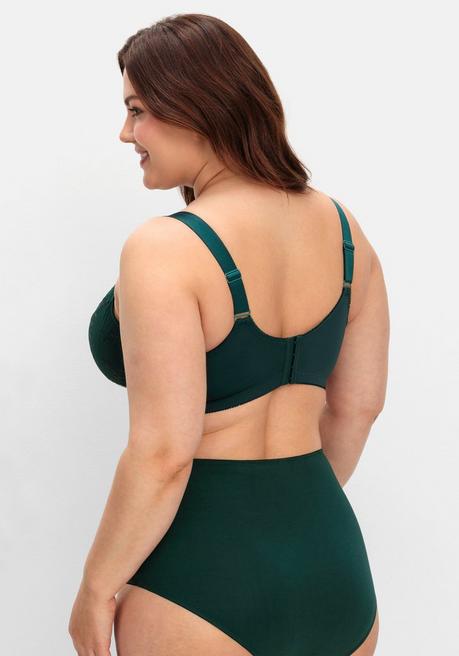 Sheego Bügel-BH Mit Floraler Spitze Und Kontraststickerei - Tiefgrün Sheego