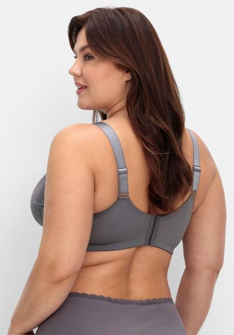 Sheego Bügel-BH Mit Floraler Stickerei-Spitze - Graphit Sheego