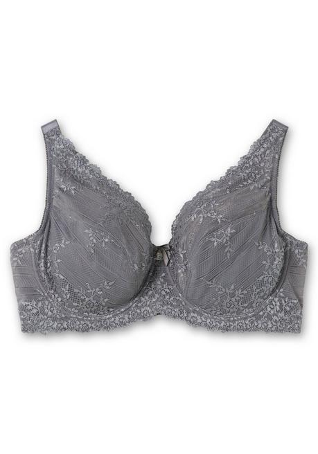 Sheego Bügel-BH Mit Floraler Stickerei-Spitze - Graphit Sheego