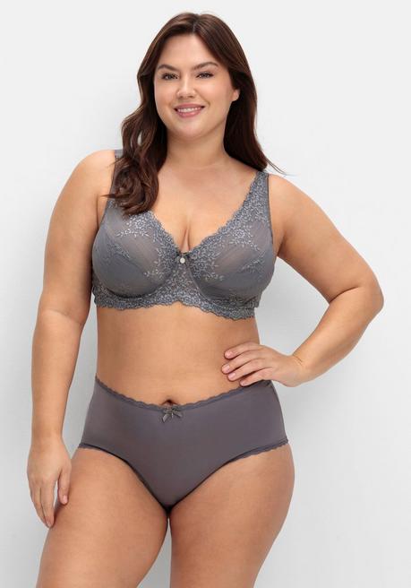 Sheego Bügel-BH Mit Floraler Stickerei-Spitze - Graphit Sheego