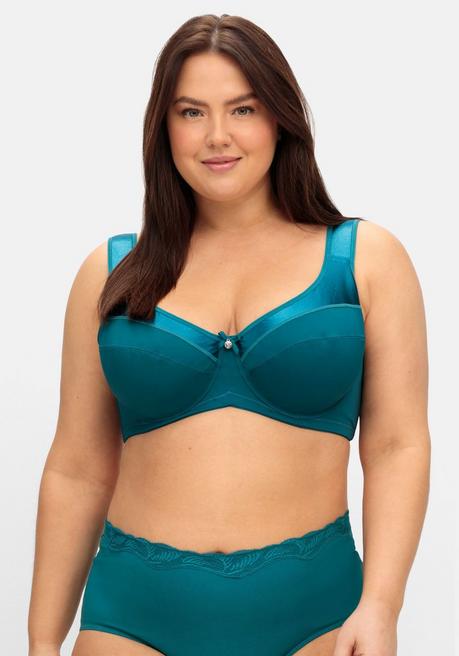 sheego Bügel-BH mit kleiner Zierschleife, breite Träger - petrol sheego