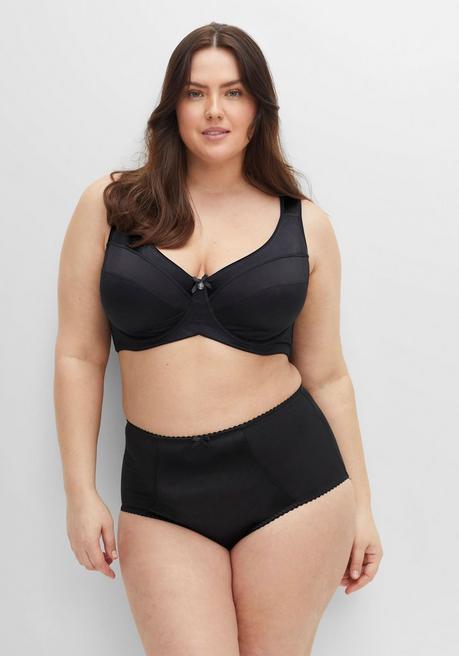 Sheego Bügel-BH Mit Kleiner Zierschleife, Breite Träger - Schwarz Sheego