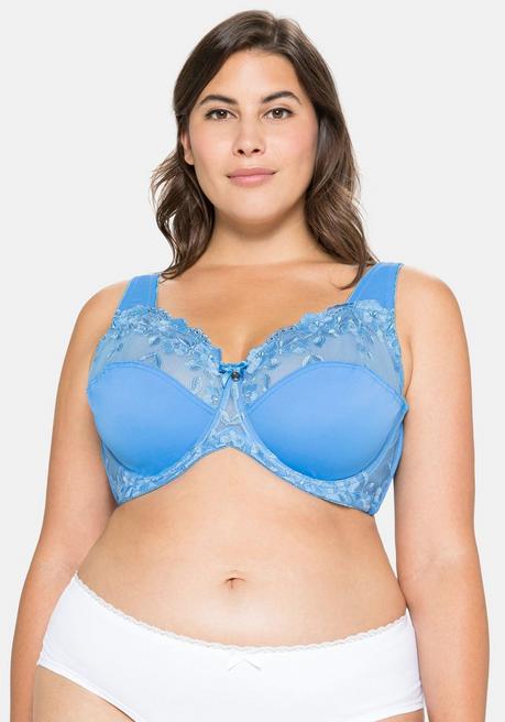 Sheego Bügel-BH Mit Leicht Transparenter Spitze - Mittelblau Sheego