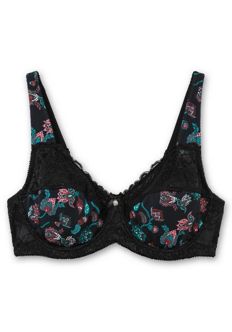 Sheego Bügel-BH Mit Paisleydruck Und Spitze - Schwarz Bedruckt Sheego