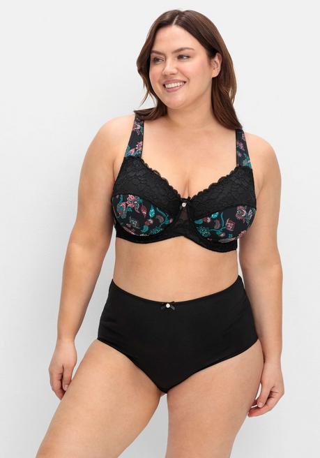 Sheego Bügel-BH Mit Paisleydruck Und Spitze - Schwarz Bedruckt Sheego