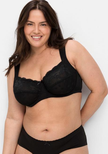Sheego Bügel-BH Mit Spitze, Elastische Qualität - Schwarz Sheego