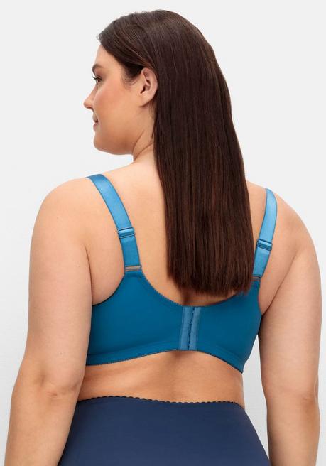 Sheego Bügel-BH Mit Spitze Und Breiten Trägern - Blau Sheego