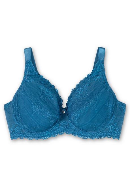 Sheego Bügel-BH Mit Spitze Und Breiten Trägern - Blau Sheego