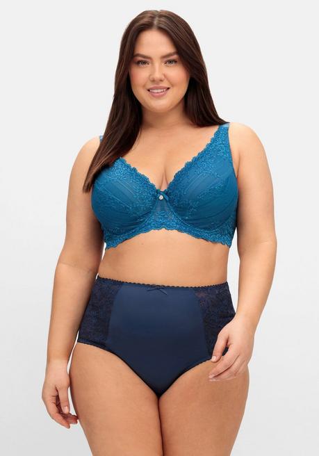 Sheego Bügel-BH Mit Spitze Und Breiten Trägern - Blau Sheego