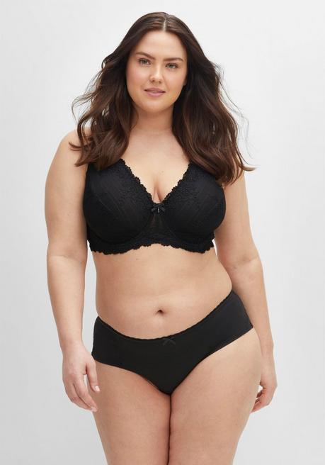 Sheego Bügel-BH Mit Spitze Und Breiten Trägern - Schwarz Sheego