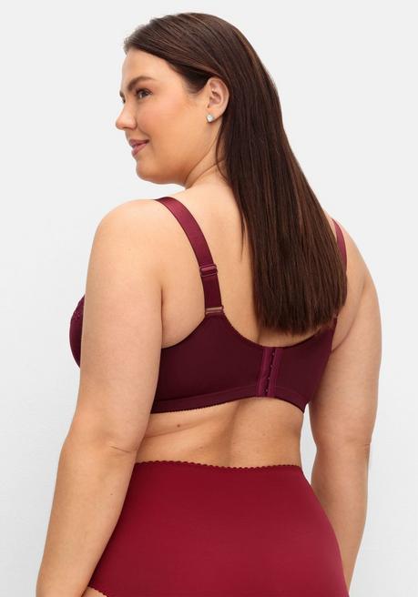 Sheego Bügel-BH Mit Spitze Und Breiten Trägern - Weinrot Sheego