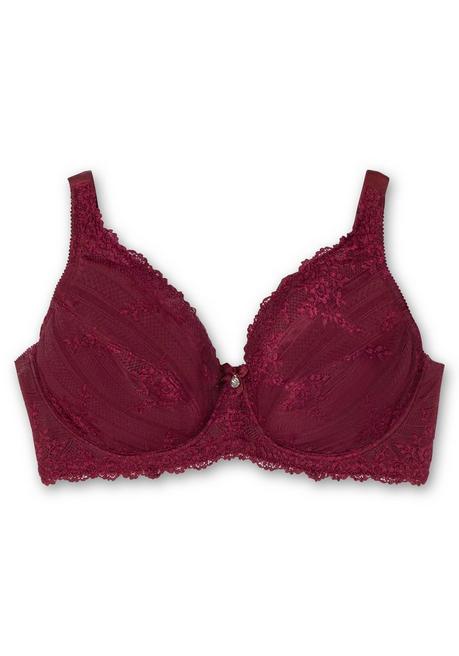 Sheego Bügel-BH Mit Spitze Und Breiten Trägern - Weinrot Sheego
