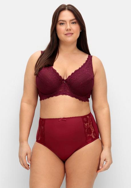 Sheego Bügel-BH Mit Spitze Und Breiten Trägern - Weinrot Sheego