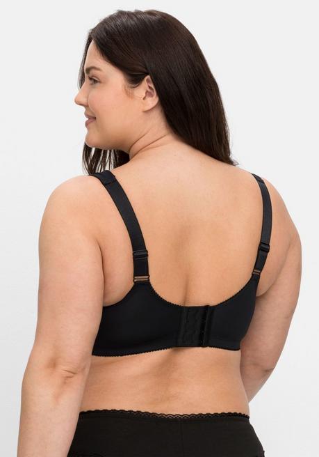 Sheego Bügel-BH Mit Spitze Und Kontrastfutter Aus Mesh - Schwarz+taupe Sheego