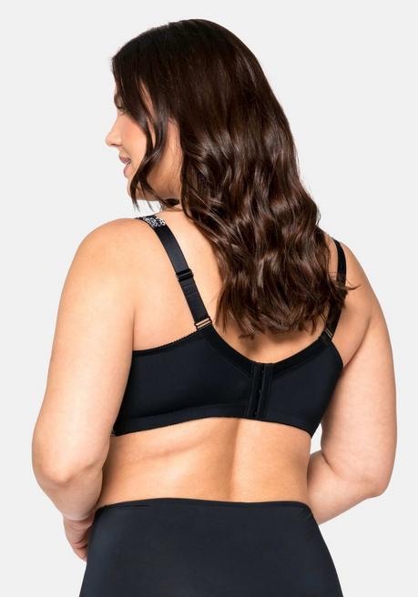 Sheego Bügel-BH Mit Stickereispitze Und Mesh-Einsätzen - Schwarz Sheego