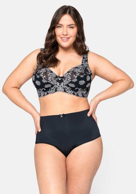 Sheego Bügel-BH Mit Stickereispitze Und Mesh-Einsätzen - Schwarz Sheego