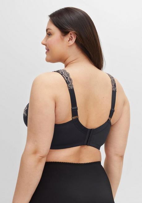 Sheego Bügel-BH Mit Stickereispitze Und Mesh-Einsätzen - Schwarz+taupe Sheego