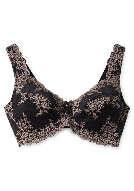 Sheego Bügel-BH Mit Stickereispitze Und Mesh-Einsätzen - Schwarz+taupe Sheego