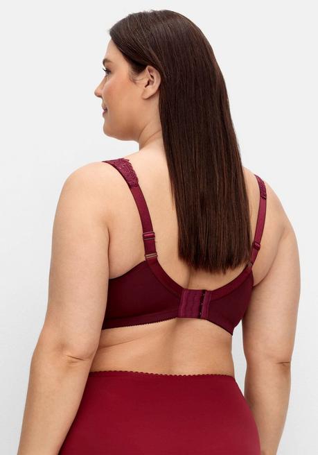 Sheego Bügel-BH Mit Stickereispitze Und Mesh-Einsätzen - Weinrot Sheego