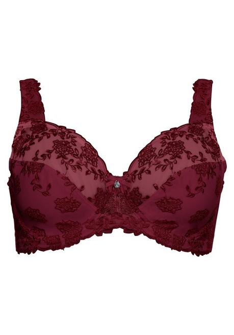 Sheego Bügel-BH Mit Stickereispitze Und Mesh-Einsätzen - Weinrot Sheego