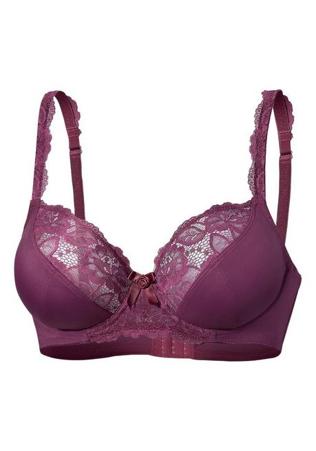 NUANCE Bügel-BH Mit Transparenter Spitze - Pflaume Sheego