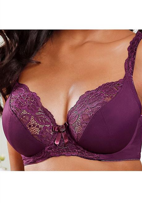 NUANCE Bügel-BH mit transparenter Spitze - pflaume sheego