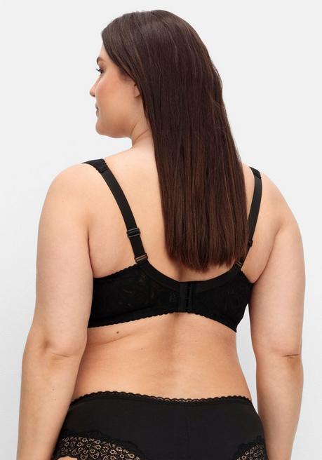 Sheego Bügelloser BH Aus Spitze, Mit Seitenstützen - Schwarz Sheego