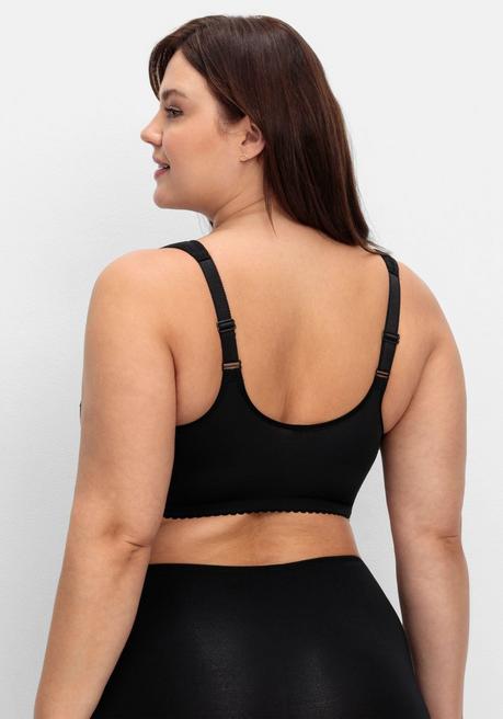 Sheego Bügelloser BH Mit Spitze Und Vorderverschluss - Schwarz Sheego