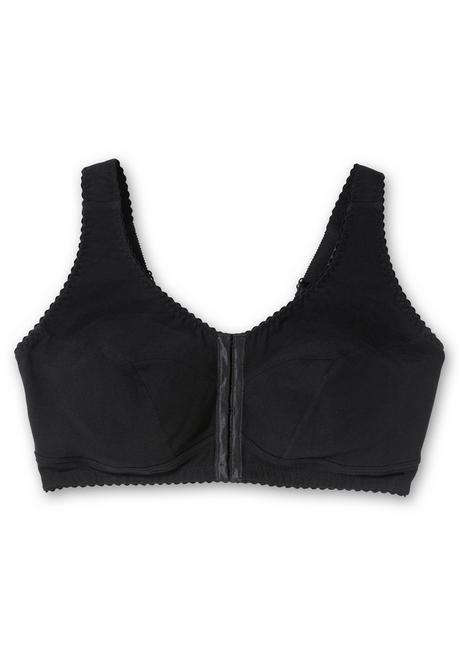 Sheego Bügelloser BH Mit Vorderverschluss, Breite Träger - Schwarz Sheego