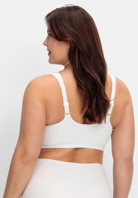 Sheego Bügelloser BH Mit Vorderverschluss, Breite Träger - Weiß Sheego
