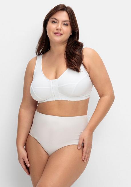 Sheego Bügelloser BH Mit Vorderverschluss, Breite Träger - Weiß Sheego