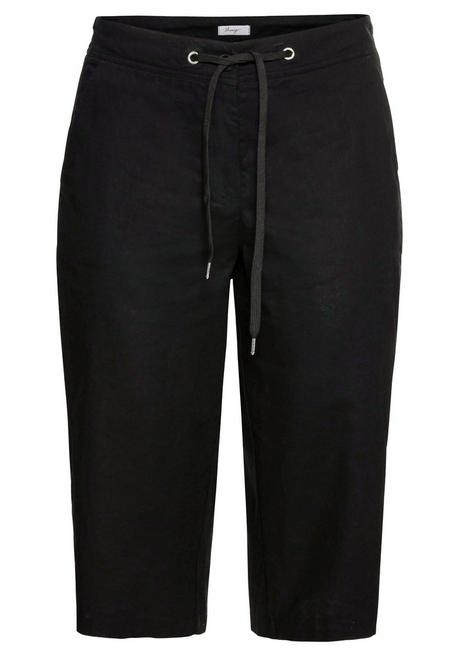 Sheego Caprihose Mit Bindeband, Aus Leinen-Mix - Schwarz Sheego