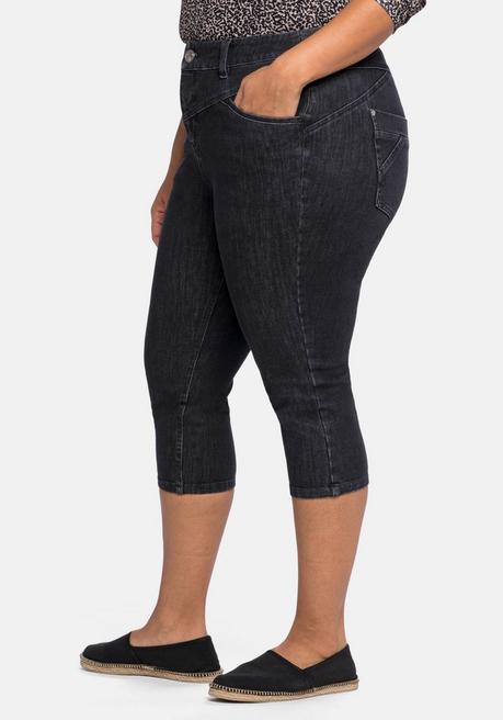 Sheego Caprijeans In Bodyforming-Qualität - Black Denim Sheego