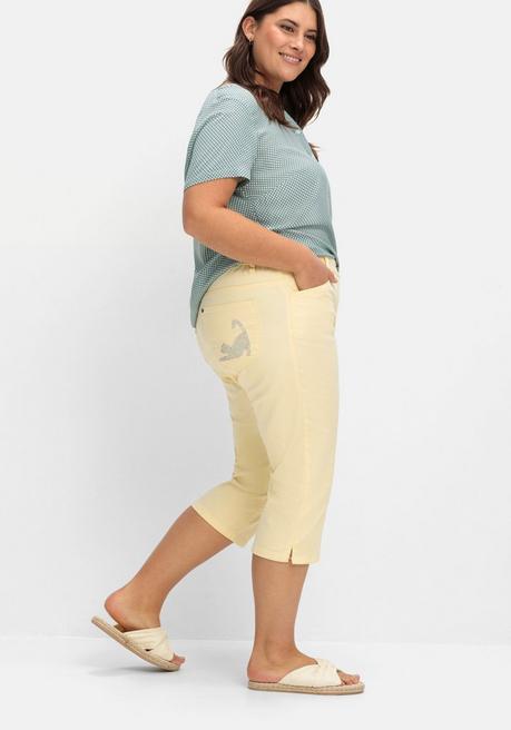 Sheego Caprijeans Mit Teilgummibund Und Glitzersteinen - Hellgelb Sheego