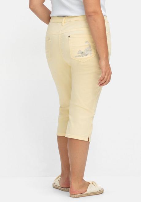Sheego Caprijeans Mit Teilgummibund Und Glitzersteinen - Hellgelb Sheego