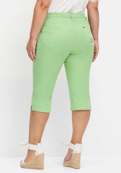 Sheego Caprijeans Mit Teilgummibund Und Glitzersteinen - Lindgrün Sheego