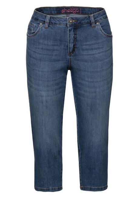 Sheego Caprijeans Mit Used-Effekten - Blue Denim Sheego