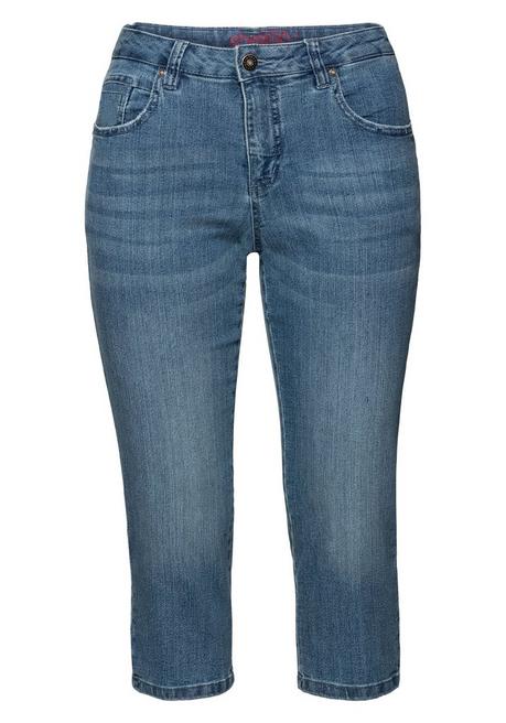 Sheego Caprijeans Mit Used-Effekten - Light Blue Denim Sheego